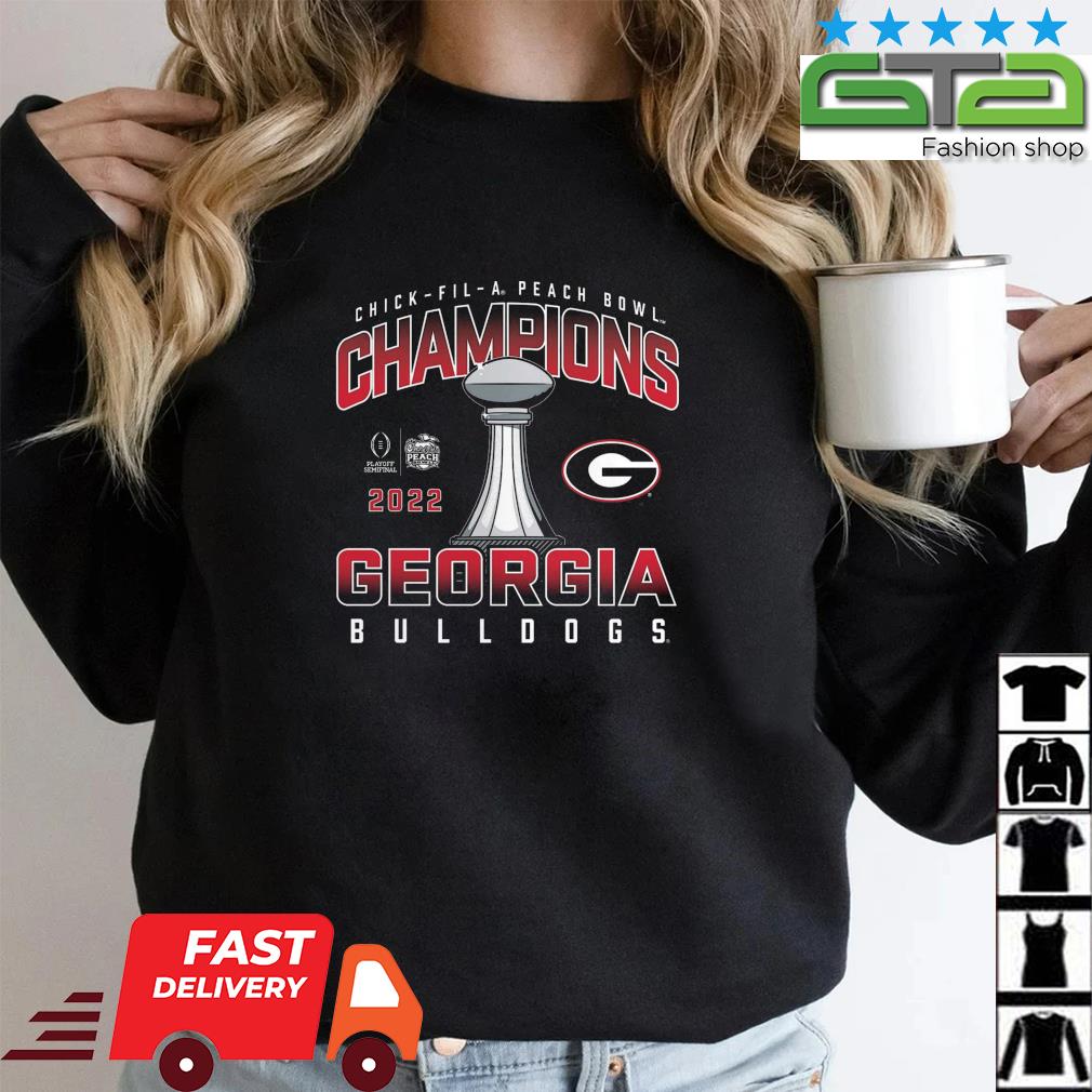 Georgia Bulldogs Fanatics Branded College Football Playoff 2022 Peach Bowl Champions Hometown Celebration Shirt
