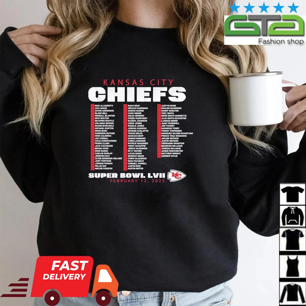 Kansas City Chiefs Super Bowl LVII February 12 2023 Roster shirt