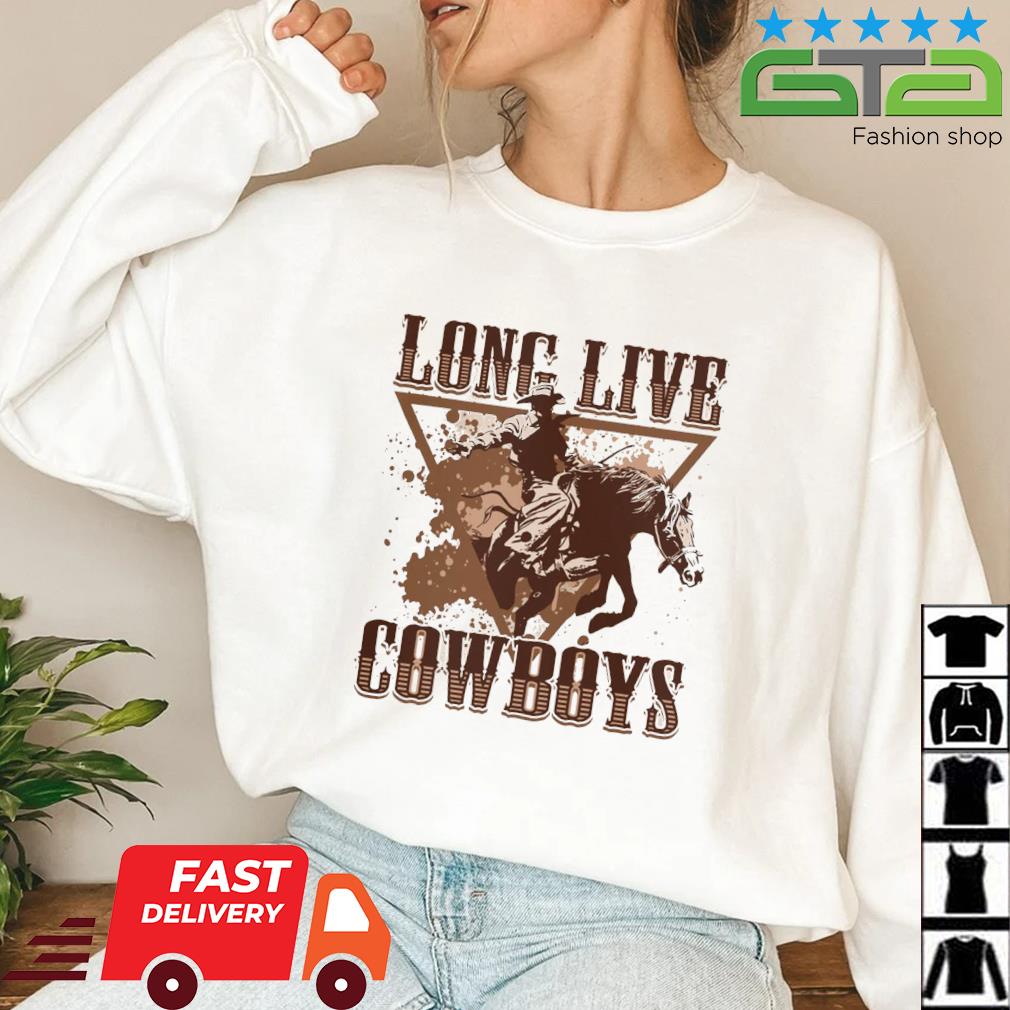 Long Live Cowboys Sweatshirt, Western Skeleton Crewneck Short Sleeve