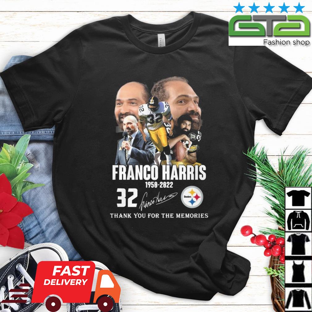 Pittsburgh steelers 32 Franco Harris 1950 2022 thank you for the memories  signature t-shirt, hoodie, sweater, long sleeve and tank top