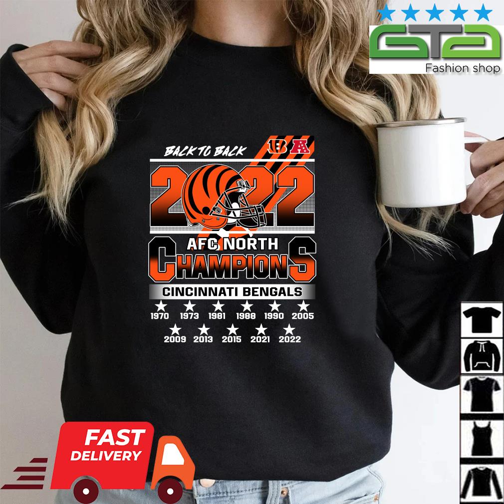 2022 AFC North Champions Cincinnati Bengals 2005-2022 Back to back shirt,  hoodie, sweater, long sleeve and tank top