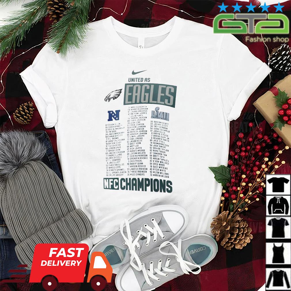 Philadelphia eagles nike 2022 nfc champions roster shirt, hoodie