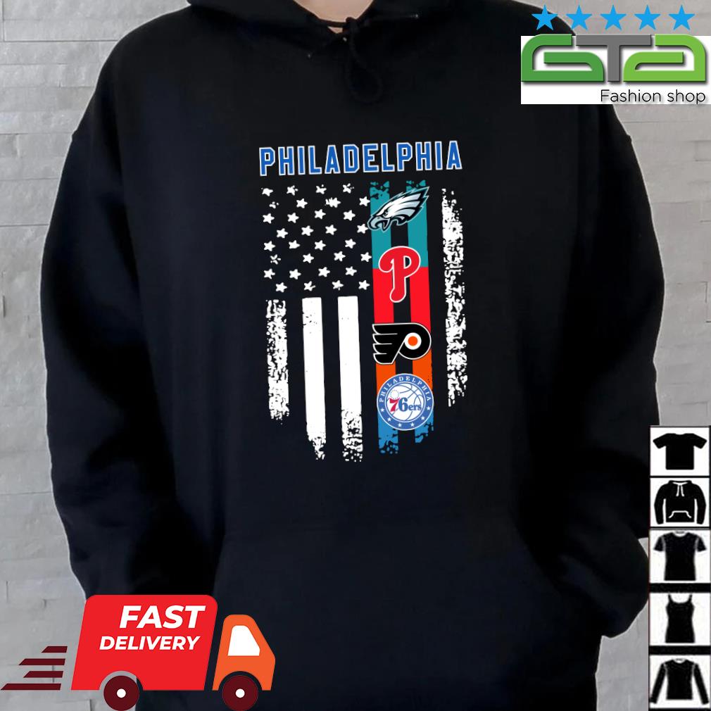 2023 Philadelphia Sport Philadelphia Eagles Philadelphia Phillies And  Philadelphia Flyers American Flag Shirt