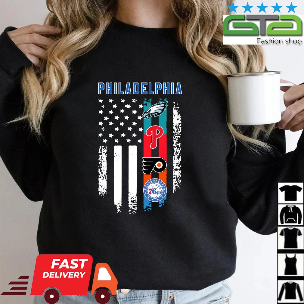 2023 Philadelphia Sport Philadelphia Eagles Philadelphia Phillies And  Philadelphia Flyers American Flag Shirt