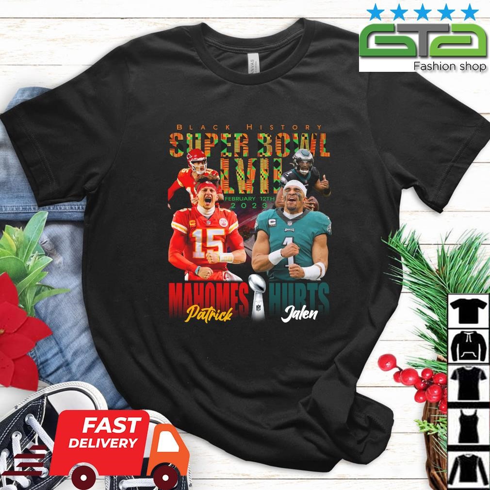Funny Patrick Mahomes Vs Jalen Hurts Black History Super Bowl LVII 2023 Men's shirt, hoodie, sweater, long sleeve and tank top Funny Patrick Mahomes Vs Jalen Hurts Black History Super Bowl LVII 2023 Men's shirt, hoodie, sweater, long sleeve and tank top