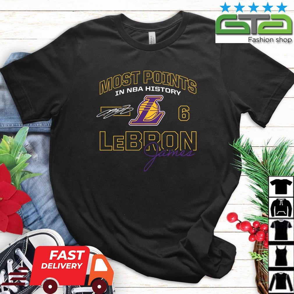 LeBron James Los Angeles Lakers Mót Points In NBA History Signature Shirt