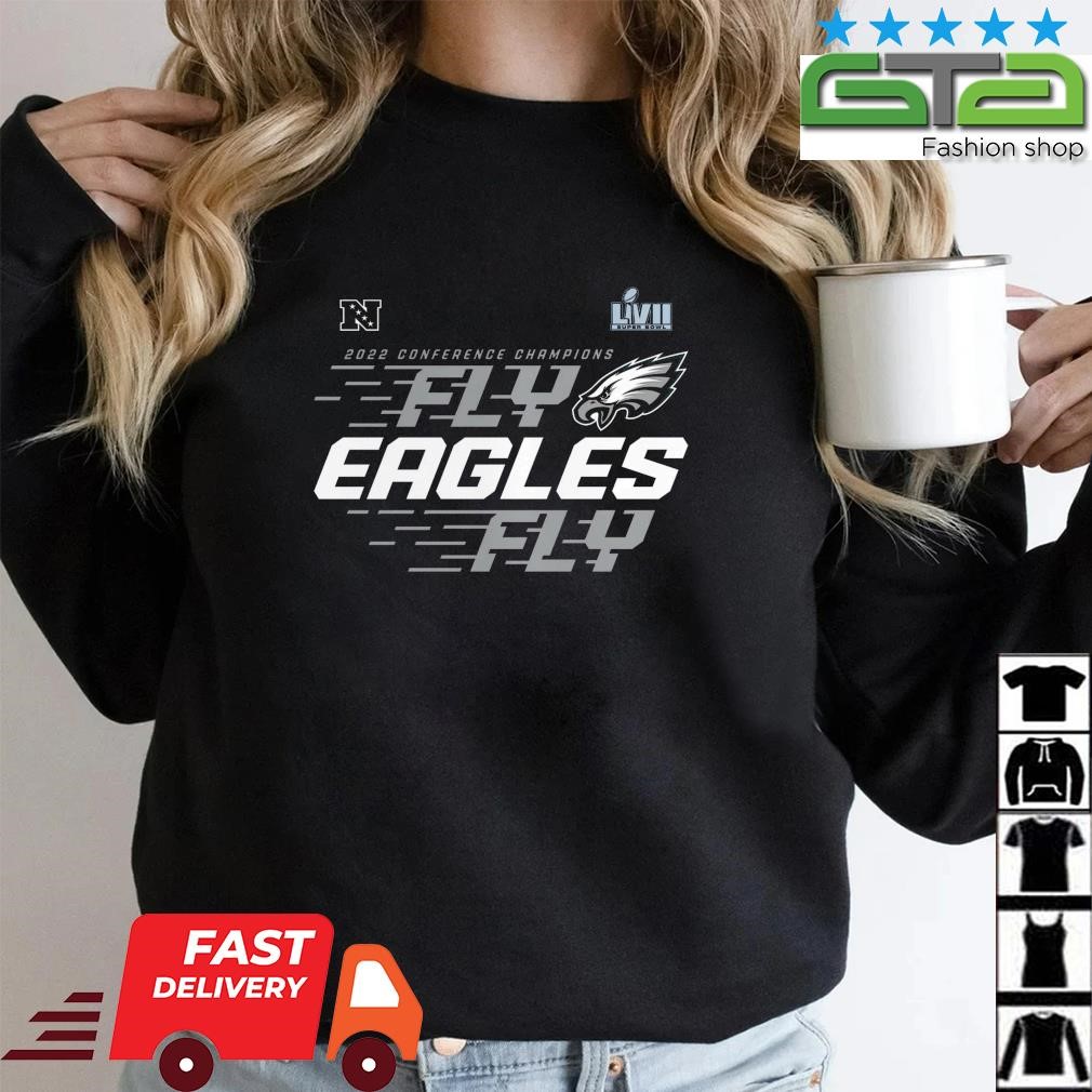 Philadelphia Eagles 2022 NFC Champions LVII Super Bowl team Slogan fly  Eagles fly shirt - Limotees