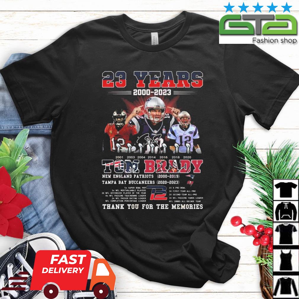 Tom Brady 2000 2023 thank you for the memories signatures shirt - Store T- shirt Shopping Online