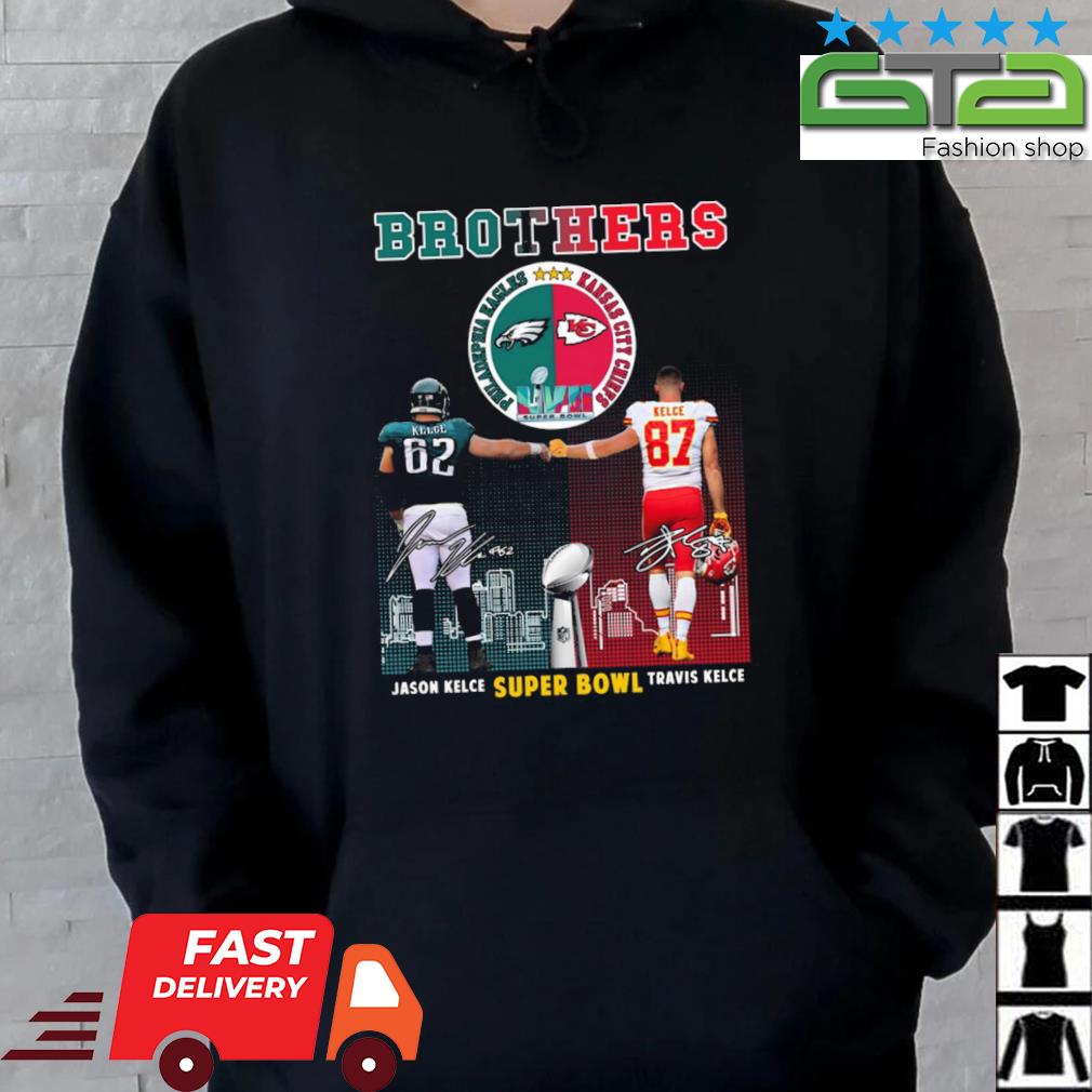 Official philadelphia Eagles vs Kansas City Chiefs Jason Kelce vs Travis  Kelce First Brothers Super Bowl LVII 2023 signatures shirt, hoodie,  sweater, long sleeve and tank top