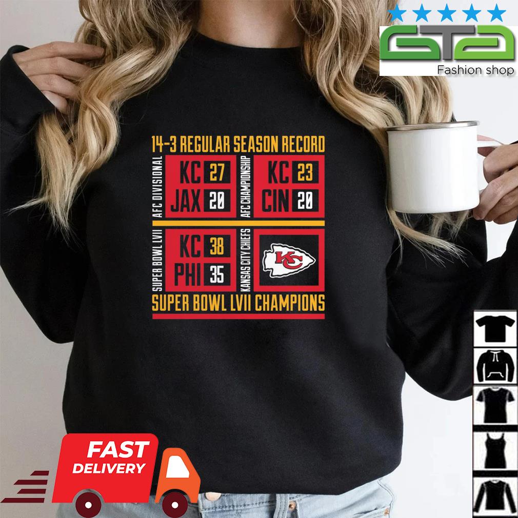 Kansas City Chiefs Super Bowl LVII Champions Scoreboard Showcase shirt,  hoodie, sweater, long sleeve and tank top