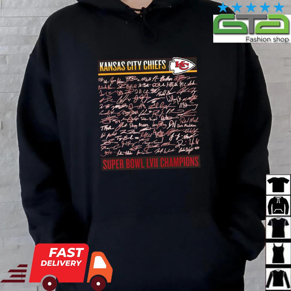 Official kansas city chiefs super bowl Lvii champions signatures 2023  shirt, hoodie, sweater, long sleeve and tank top