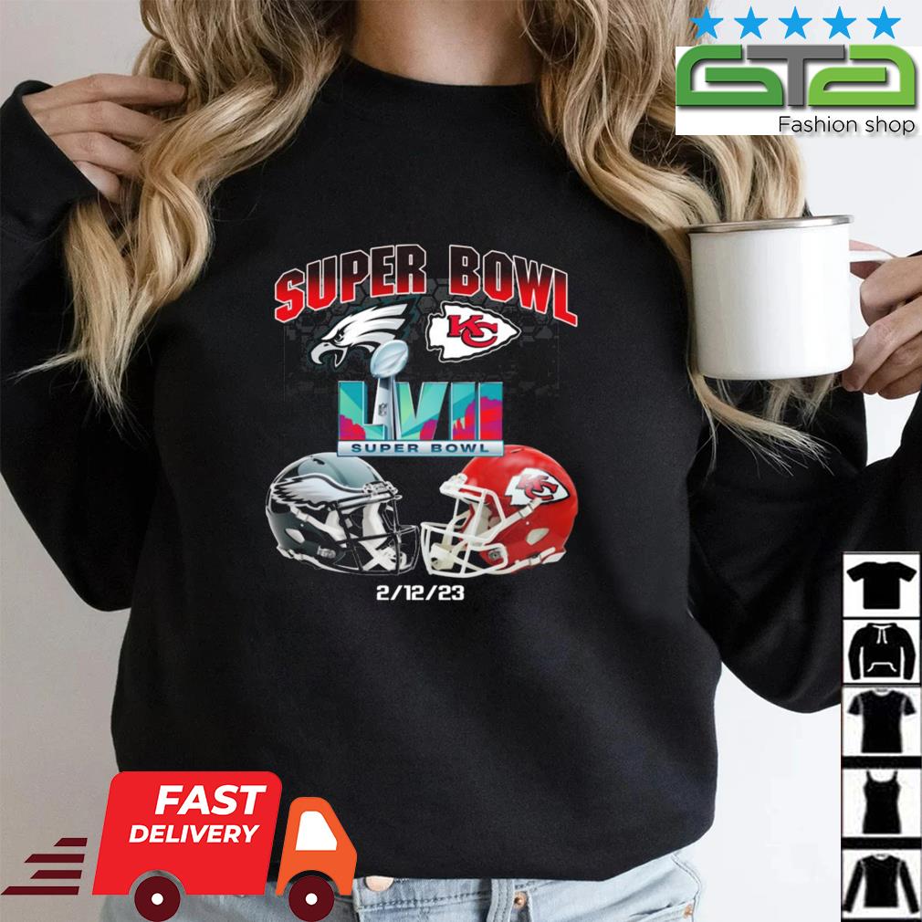 Kansas City Chiefs Vs Philadelphia Eagles Super Bowl 57 LVII Matchup Helmet  Shirt