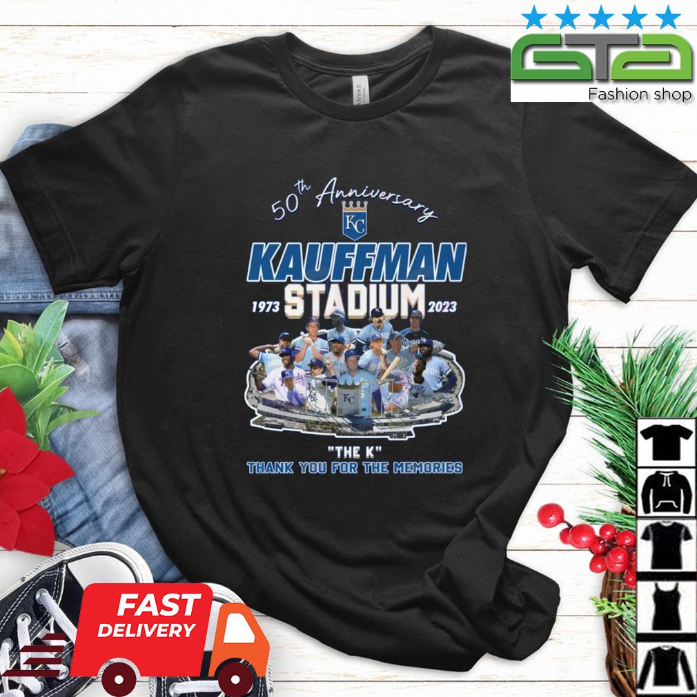 Official 50th Anniversary 1973 – 2023 Kauffman Stadium The K Thank You For The Memories Signature 2023 Shirt