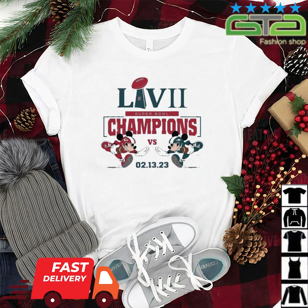 Mickey Mouse Eagles Vs Chiefs Super Bowl Lvii Champions 2023 Shirt