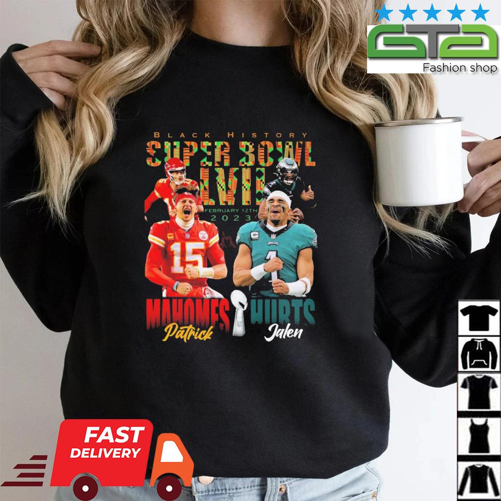 Official Patrick Mahomes Vs Jalen Hurts Black History Super Bowl LVII 2023  t-shirt, hoodie, sweater, long sleeve and tank top