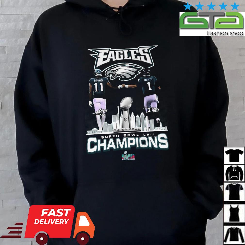 Philadelphia eagles super bowl champions brown and hurt signatures 2023  shirt, hoodie, sweater, long sleeve and tank top