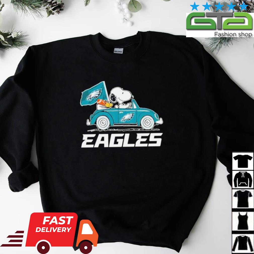 Philadelphia Eagles Snoopy And Woodstock Drive Car 2023 Super Bowl Shirt,  hoodie, sweater and long sleeve