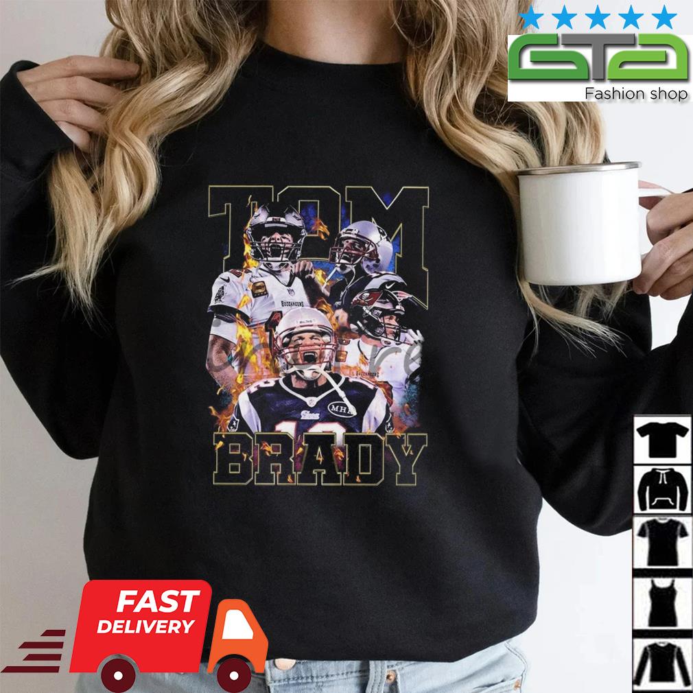 Vintage Style 2002 Tom Brady Tshirt Pullover Hoodie Crewneck Sweatshirt  Reprinted Full Color Full Size Gifts For NFL Fans - Bluefink