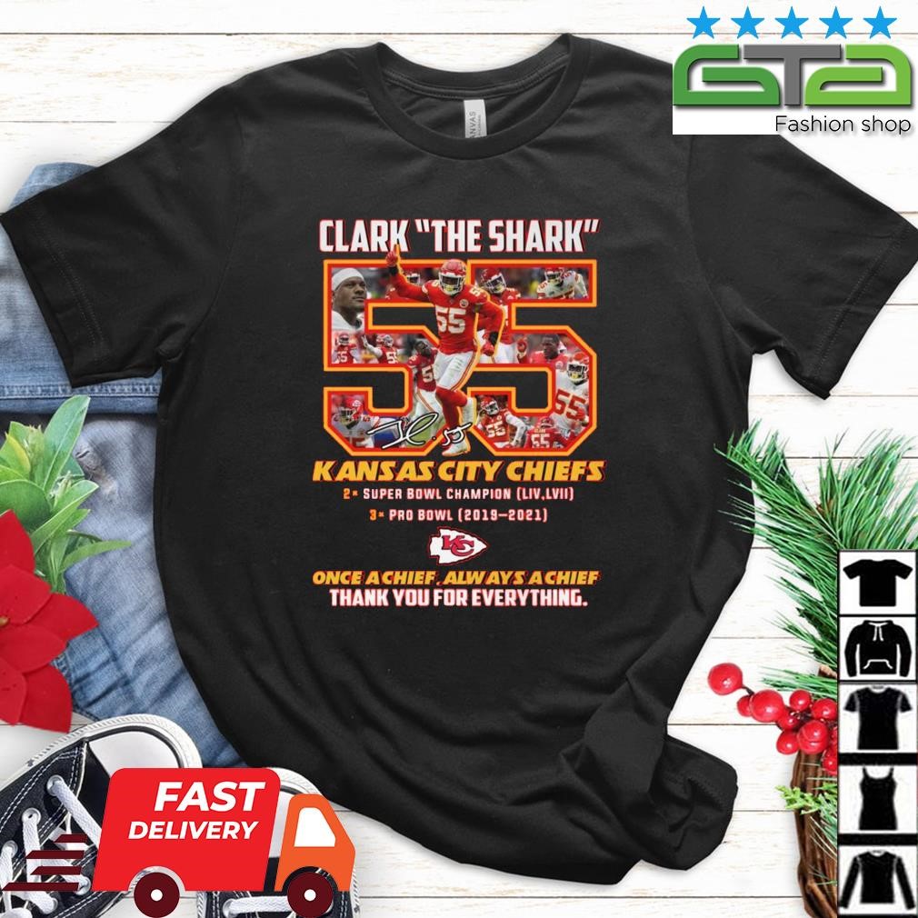 Clark the Shark 55 - Kansas City Chiefs Gratitude and Signatures Tee, Kansas  City Chiefs Gift in 2023