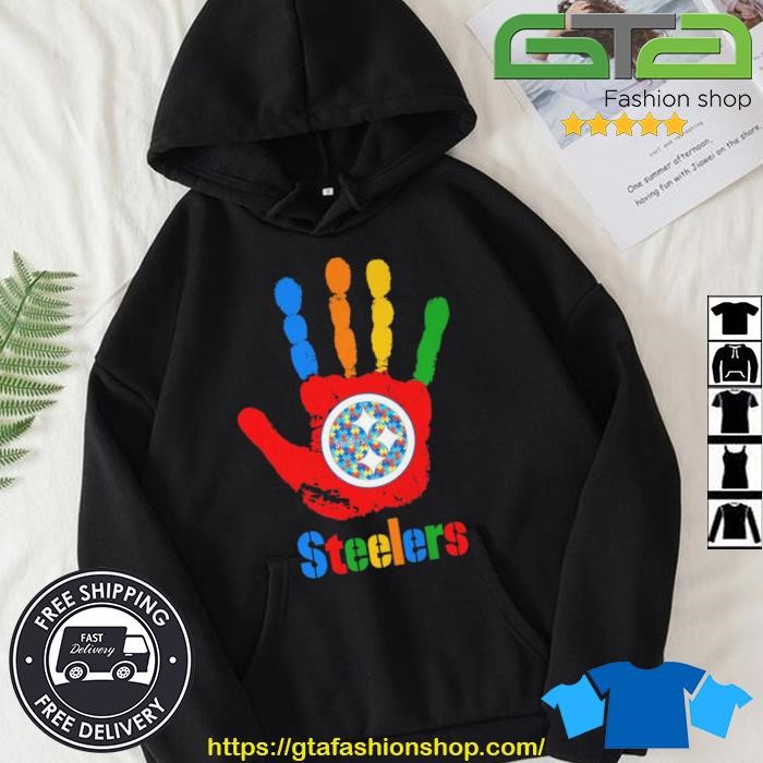 Pittsburgh Steelers Blood Hand Autism shirt, hoodie, sweater, long sleeve  and tank top