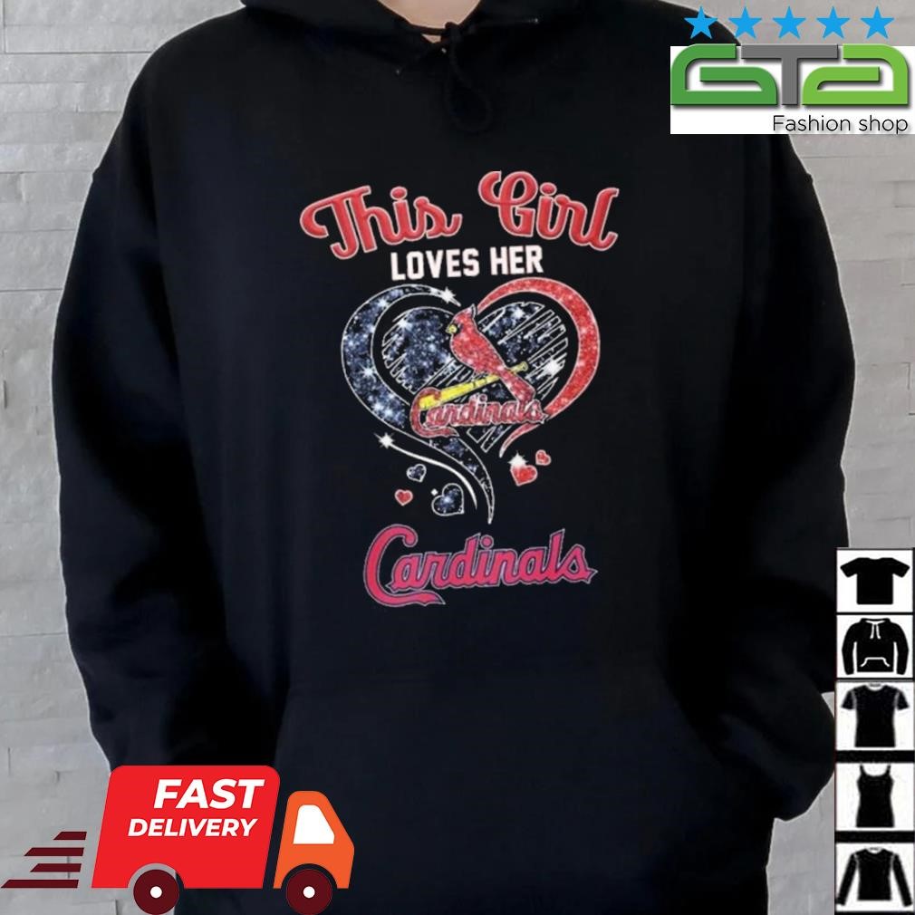 This girl love her st.louis cardinals diamonds heart shirt, hoodie