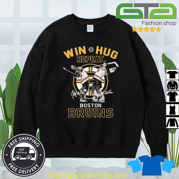 Jeremy Swayman And Linus Ullmark Win Hug Repeat Boston Bruins signatures  Shirt, hoodie, sweater, long sleeve and tank top