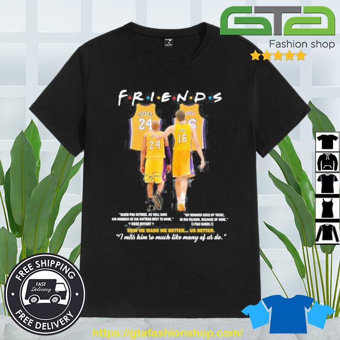 Los Angeles Lakers Friends Bryant And Gasol Signatures Shirt