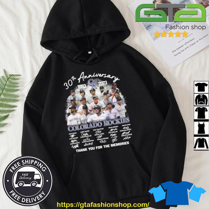 Official Colorado Rockies 30th Anniversary 1993-2023 Thank You For The Memories Signatures s Hoodie