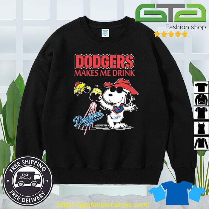 Snoopy And Woodstock Los Angeles Dodgers Makes Me Drinks Shirt