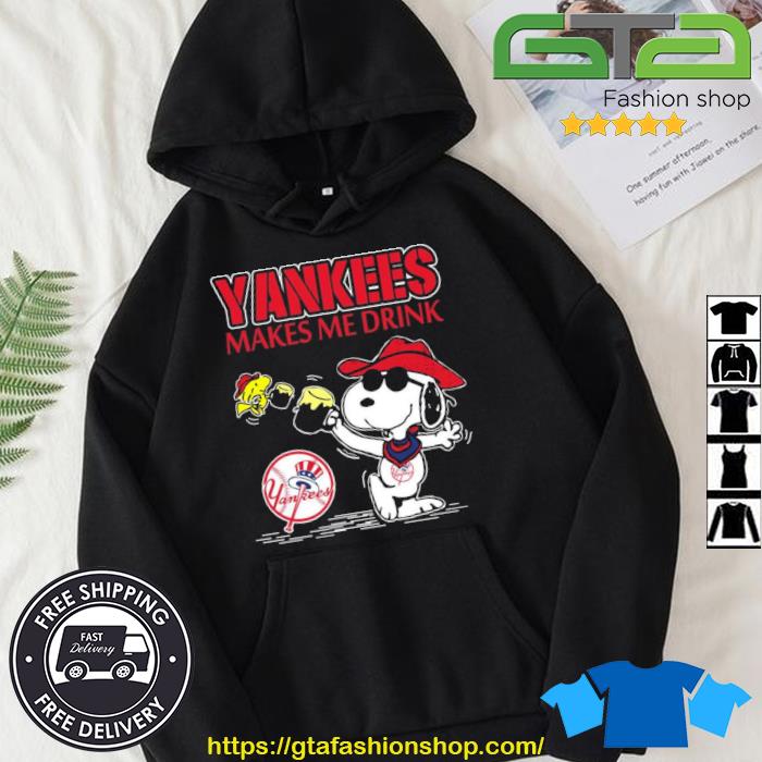 Snoopy And Woodstock New York Yankees Makes Me Drink shirt, hoodie,  sweater, long sleeve and tank top