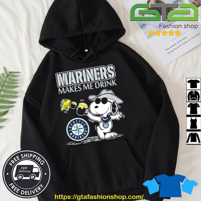 Snoopy And Woodstock Seattle Mariners Makes Me Drinks Shirt