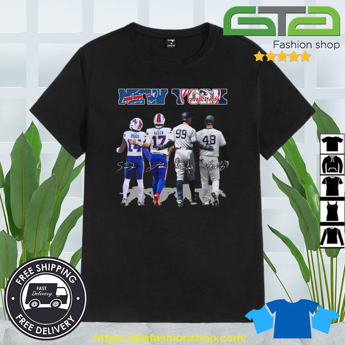 Buffalo Bills And New York Yankees Diggs Allen Aaron Judge And Anthony Rizzo  signatures shirt, hoodie, sweater, long sleeve and tank top