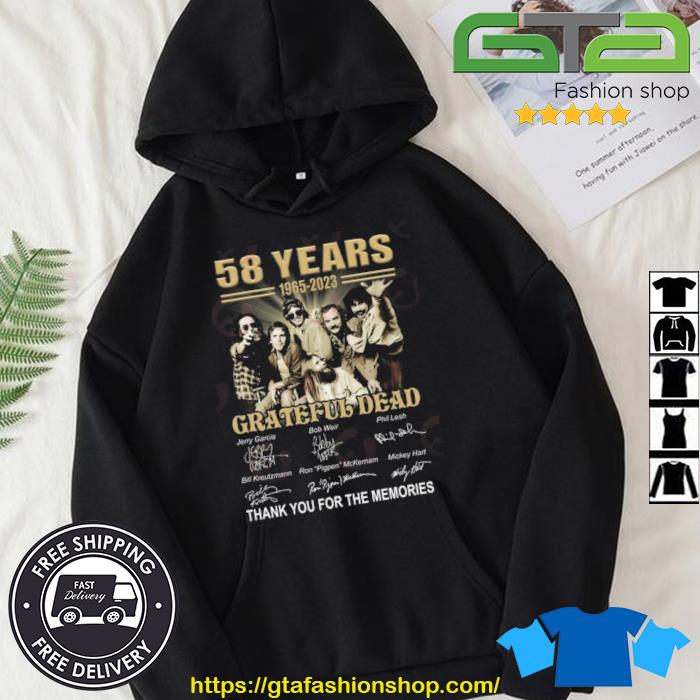 58 Years 1965 – 2023 Grateful Dead Thank You For The Memories Signatures Shirt Hoodie