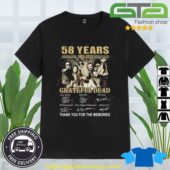 58 Years 1965 – 2023 Grateful Dead Thank You For The Memories Signatures Shirt