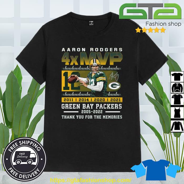 Aaron Rodgers 4xMVP Green Bay Packers 2005 – 2022 Thank You For The Memories Signature Shirt