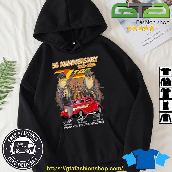Nice 55th Anniversary 1969 – 2024 ZZ Top Thank You For The Memories Signature Shirt Hoodie
