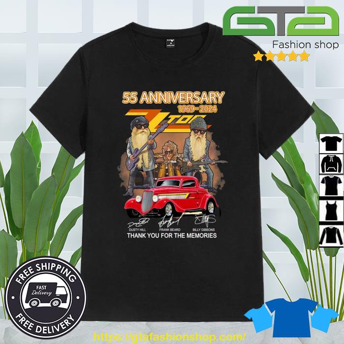 Nice 55th Anniversary 1969 – 2024 ZZ Top Thank You For The Memories Signature Shirt