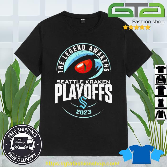 https://images.gtafashionshop.com/2023/04/seattle-kraken-the-legend-awakens-2023-stanley-cup-playoffs-shirt-Shirt.jpg