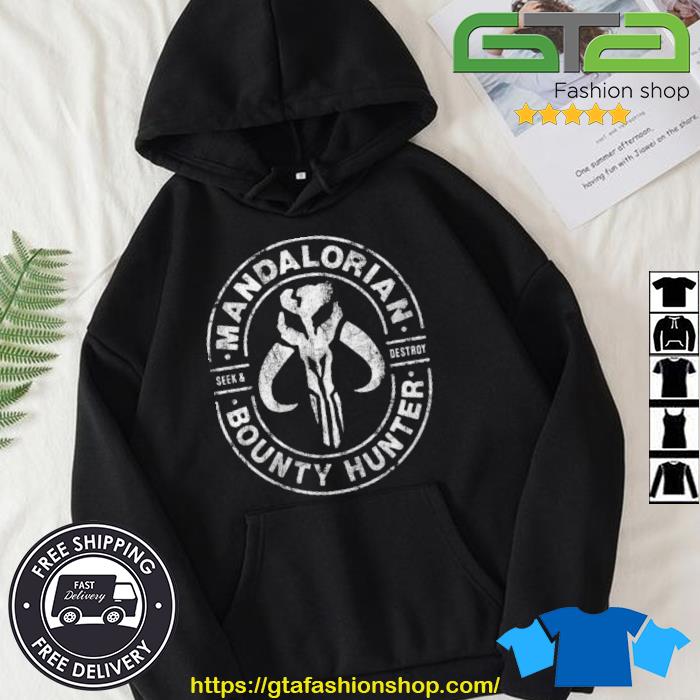 Star Wars The Mandalorian Bounty Hunter Faded Logo Shirt Hoodie