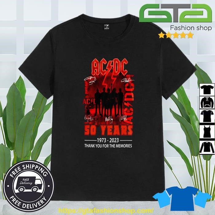 ACDC 50 Years 1973 2023 PWR UP Signatures Thank You Shirt