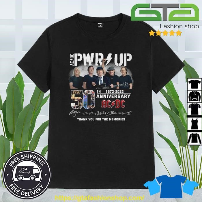 ACDC PWR UP 50th 1973 2023 Anniversary Signatures Thank You For The Memories Shirt