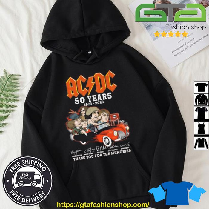 ACDC 50 Years 1973 – 2023 Funny Thank You For The Memories Signatures Shirt Hoodie