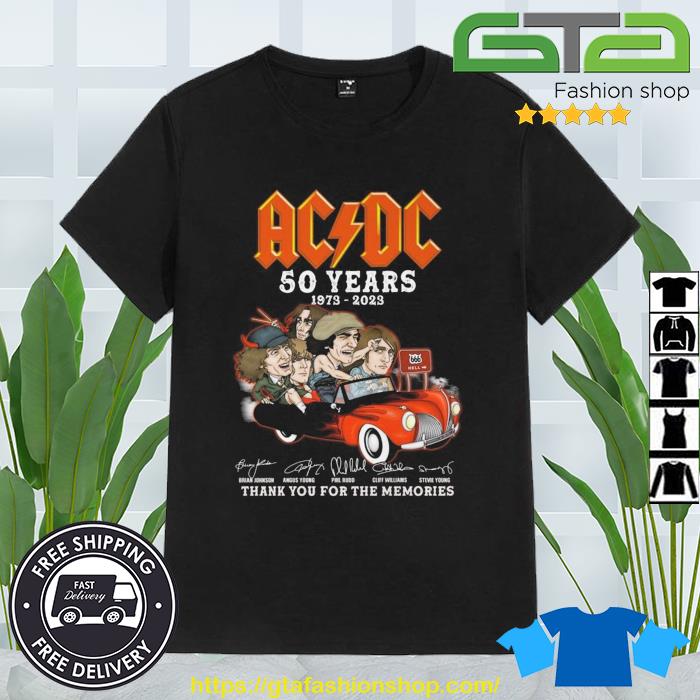 ACDC 50 Years 1973 – 2023 Funny Thank You For The Memories Signatures Shirt
