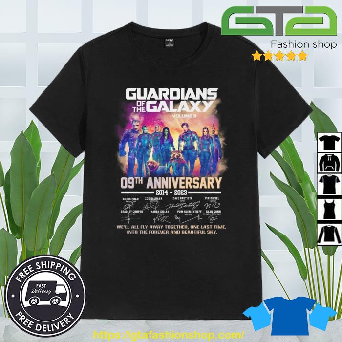 Guardians Of The Galaxy Volume 3 09th Anniversary 2014 – 2023 Signatures Shirt