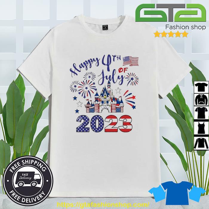 Happy 4th Of July 2023 American Flag Disney Castle Family Shirts Disney World Shirt