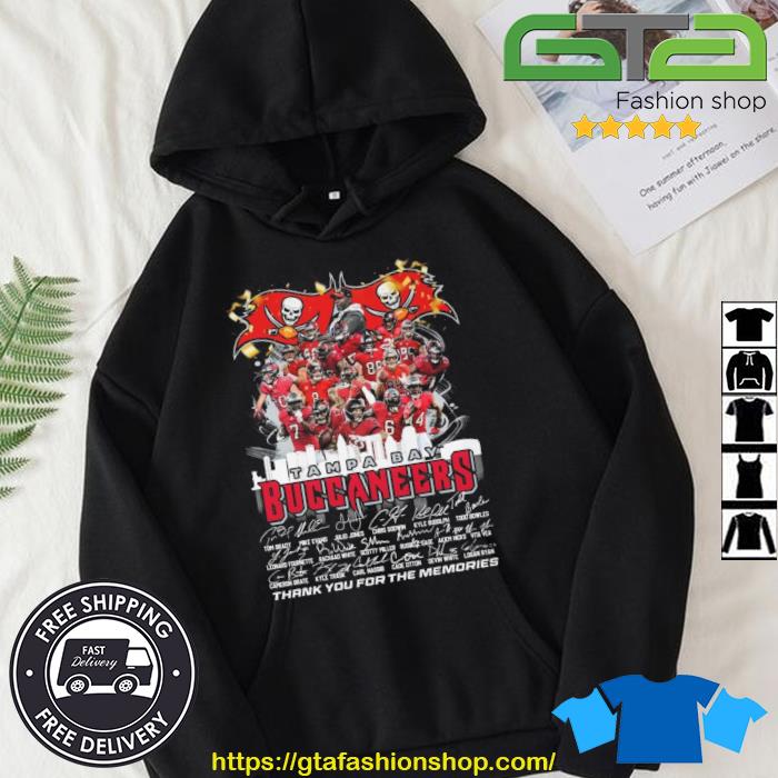 Hot Tampa Bay Buccaneers Name Player Signatures Thank You For The Memories 2023 Shirt Hoodie