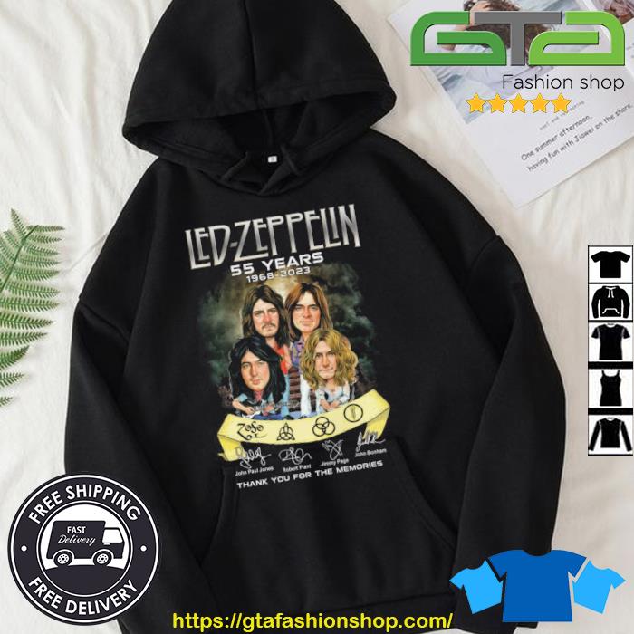 Led Zeppelin 55 Years 1968 -2023 Signature Thank You For The Memories Shirt Hoodie