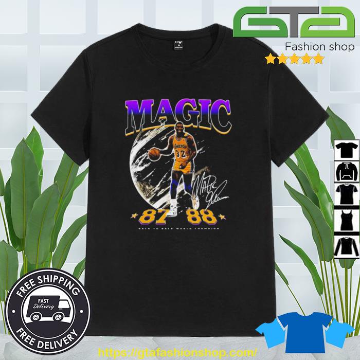 Magic Johnson Back To Back World Champion Signature Shirt