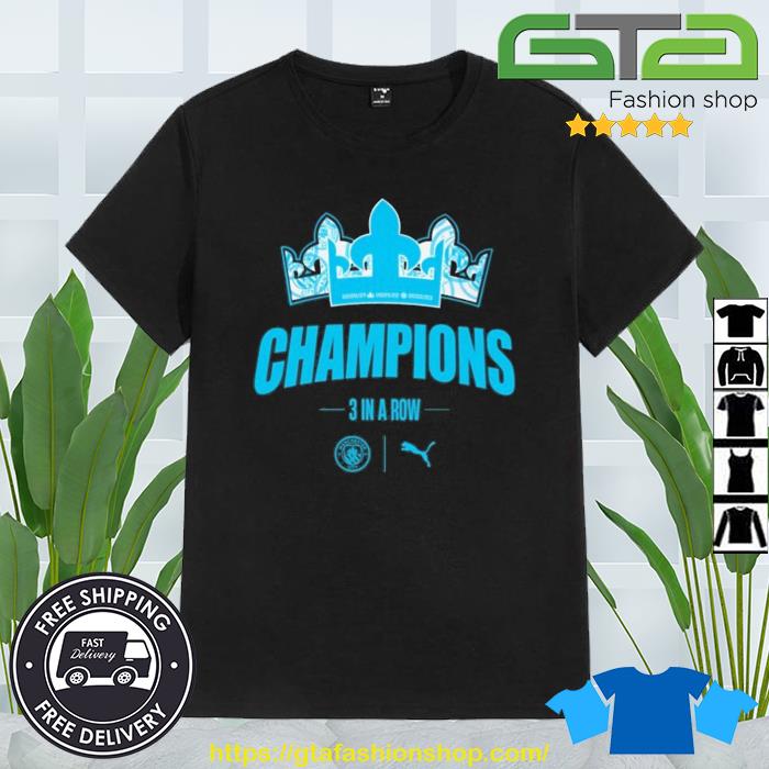 Manchester City Champions 3 In A Row Shirt