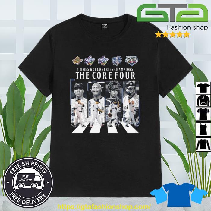 New York Yankees 5 Times World Series Champions The Core Four Abbey Road  Signatures Shirt, by Mongtesun